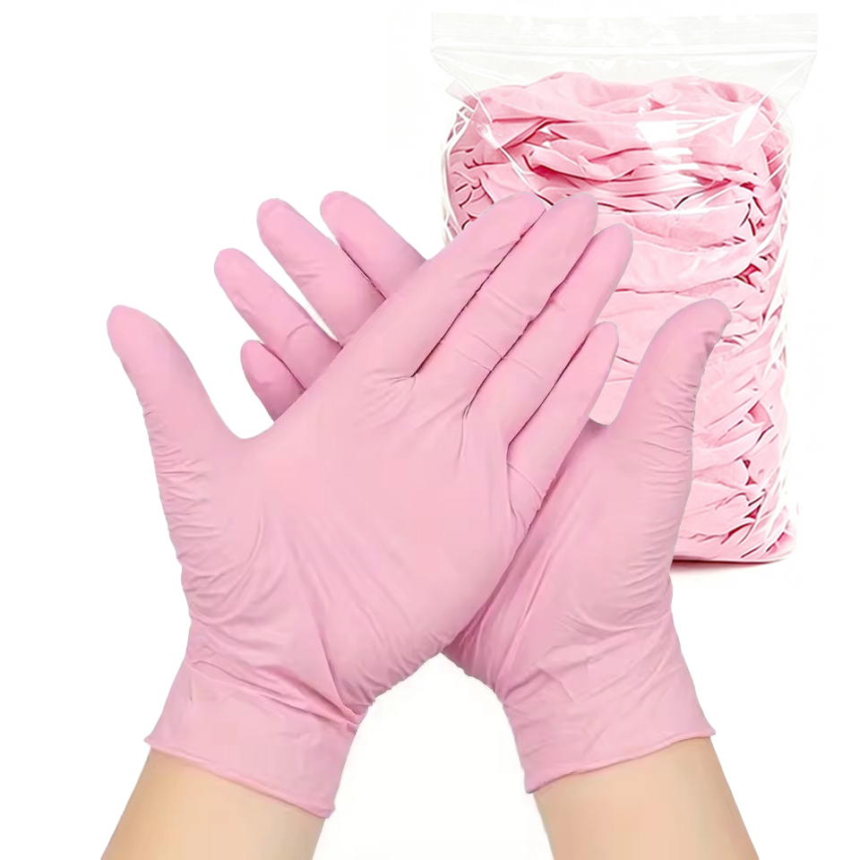 Disposable Gloves Nitrile - Guantes de nitrilo de color rosa