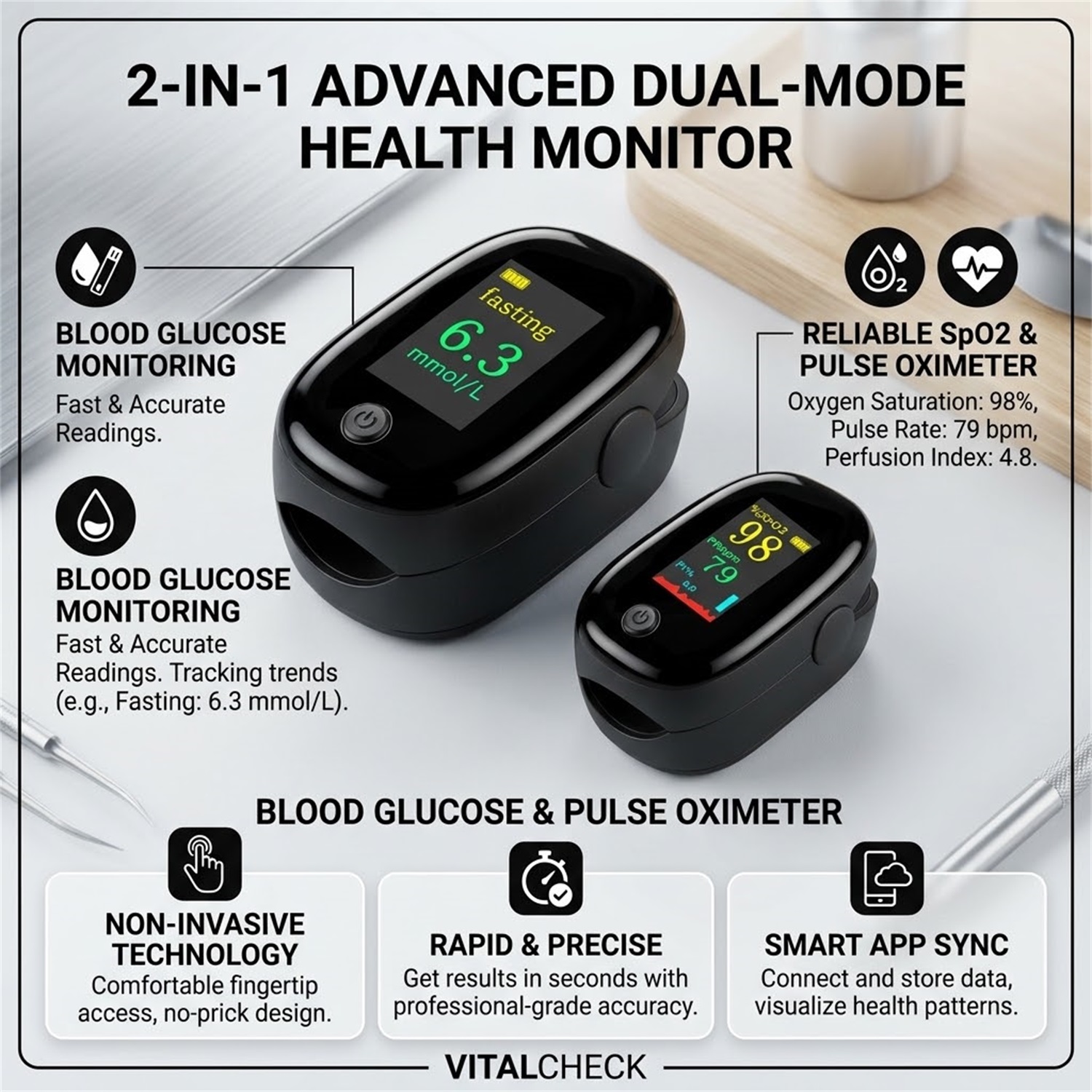 Glucómetro y Oxímetro de Pulso - Glucometer Blood Sugar reseña y precio