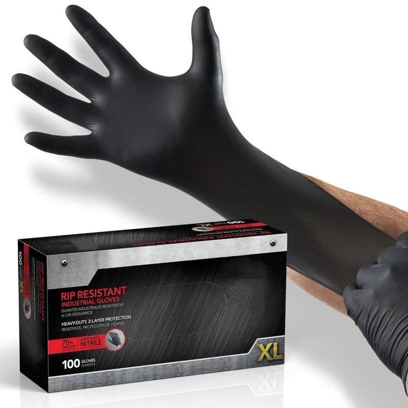100 Guantes de Nitrilo Negros  - Disposable Gloves Nitrile reseña y precio